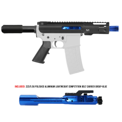 AR-15 5.56 NATO 5'' PISTOL KIT - FORGED UPPER WITH 4'' M LOK HANDGUARD- SLICK SLIDE-INCLUDEG BLUE BCG